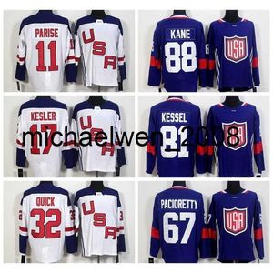 Weng 2017hockey Team USA World Cup Jerseys Blue White 88Patrick Kane US Jersey 32Jonathan Quick 67Max Pacioretty 81fil Kessel 30Ben Bishop