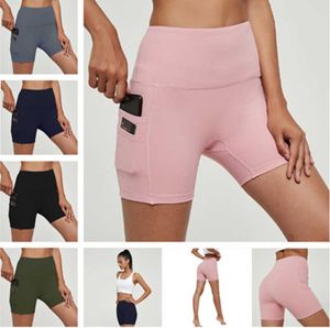 Pocket Yoga Pants Summer Breattable Peach Butt Womens Running Shorts Ladies Casual Sport Tight Sportswear Girls träning Fitness Wear Classic Design 23ess