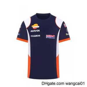 Męskie T-shirty wieczorowe torby Moto dla Honda HRC Repsol Racing Team T Shirt Motorcycle Ride White/Blue Summer Men's Szybki sucha oddychanie nie zanikają 4113