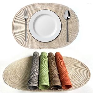 Table Mats Cotton Yarn Ramie Oval Placemat Japanese Heat Insulation Pads Anti-scalding Pot Hand-woven Home Mat