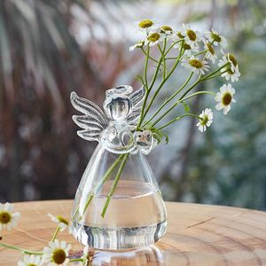 Vaser klart glas ängelform blomma vas söt glas hängande vas blommor växt krukor terrarium container kontor hem bröllop dekor p230411