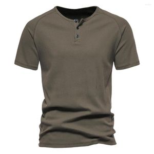 Men's T Shirts 2023 Mens Cotton Henley Summer Short Sleeve Regular Fit Soft Fitness Shirt Male Solid Casual Basic Tops Tee Hombre