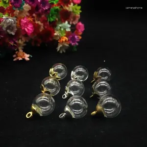 Naszyjniki wiszące 100set/partia 10 mm przezroczysty kształt kulki szklany glob z 6 mm cap biżuterię biżuterii fiolki bąbelkowe