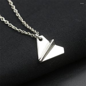 Pendant Necklaces 2023 Necklace Paper Airplane Plane Gold Black Gun Silver Color Fashion Simple Jewelry Men Women Gifts Wholesale