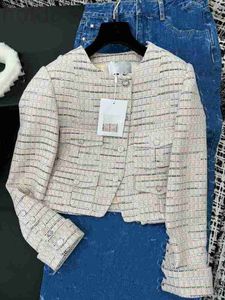 Jaquetas femininas designer 23 pré outono novo chique versátil quatro bolso design listra casaco de lã fino h5gv