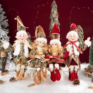 Decorazioni natalizie Nuovo arrivato Braccia pieghevoli Gambe Elfo di Natale Decorazioni per la casa Figurine Bambola appesa Decorazione del festival Oro Rosso Elfi di Natale RegaliL231111