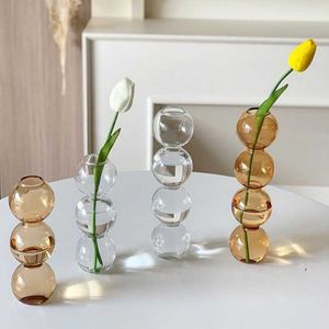 Vaser Creative Glass Bubble Vase Transparent sfärisk blommorhållare Bottle Ware Tabltop Glass Vase Decoration Home Birthday Present P230411