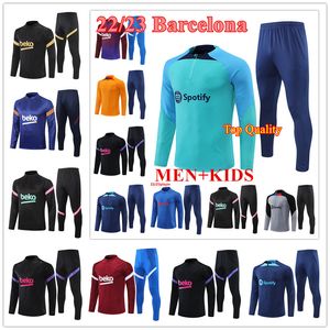 2023 Barcelona Trainingsanzüge Fußballtrikot ANSU FATI Camisetas de Football LEWANDOWSKI Jacke mit halbem Reißverschluss TRACKSUIT chandal futbol barca SET Herren Kinder TRAININGSANZUG