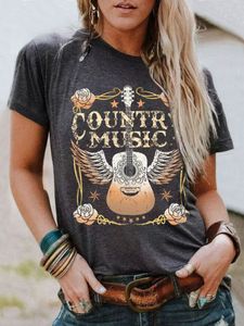 Męskie koszulki vintage graficzne tee mody liter muzyczny country Funny Floral Guitar Print T koszule krótkie wakacyjne wierzch