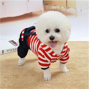 Dog Apparel Nice Comfortable Cute Pet Clothes Striped Bear Fashion Cat Strap Denim Skirt Yorkie Chihuahua Dresses