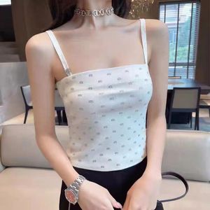 Womens Knit Tanks Ladies Top Brand Cotton Sexy Sport Vest Camisole Letter Sleeveless Knitted Black White
