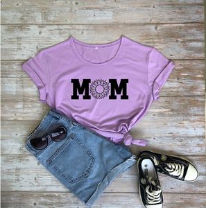 Camisetas femininas mamãe girassol Mulheres gráficas moda algodão puro