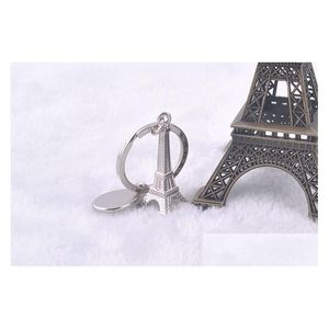 3D Metal Simation Eiffel Tower -keychain الفرنسي التذكاري باريس حامل السلسلة المفتاحية التسليم DHJD7