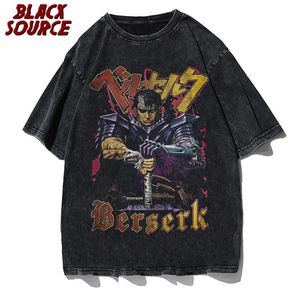 남성용 Tshirts 빈티지 Berserk 애니메이션 셔츠 유엔 Tshirt