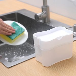 Förvaringsflaskor Kök diskmedel tvålpump dispenser handpress borst flytande tvättmedel arrangörsverktyg