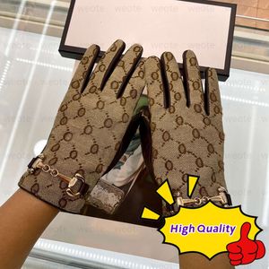 Women Designer Mitten Sheepskin Gloves With Box Winter Luxury äkta lädermärken Big Fingers Glove Warm Cashmere Inside Pekskärm SXNT