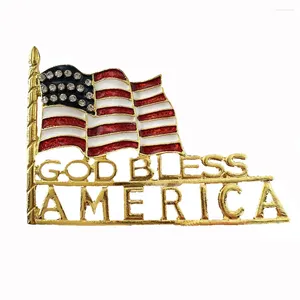 ブローチ10 PC/ロットアメリカン愛国的なエナメルゴッドブレスアメリカレターアメリカ旗ブローチラペルピン