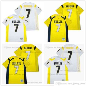 DIY Design Retro Filme DWAYNE HASKINS #7 AMARELO HIGH SCHOOL Jersey Personalizado Costura Camisas de Futebol Universitário