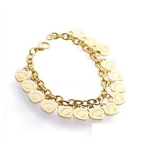 Urok Bracelets Wysokiej jakości Tren Tytanium stalowa bransoletka 18K Gold Rose Sier Sier Heart w kształcie przyjaciół i para mody dhgrh