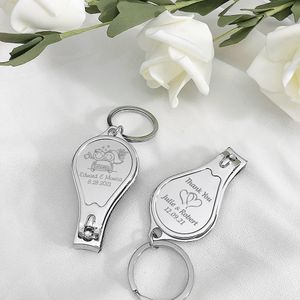 Party Favor 20st Personlig bröllop gynnar anpassad nyckelring nagel Clipper Bottle Opener Souvenir Nyckelhållare gåva för gäster 230410