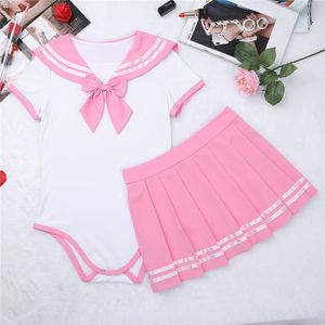 Sexy set yizyf cosplay pieluch miłośnik Abdl dorosłe dziecko Romper Kobiety Skutnik Studenci Mundurs Anime Rola Rola Play Costume 230411