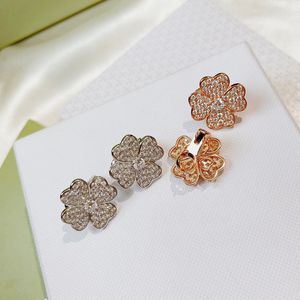 four leaf clover Earrings Natural Shell Gemstone Gold Plated 18K designer for woman T0P quality official reproductions diamond jewelry exquisite gift 007