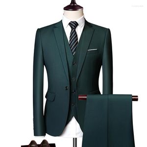 Mäns kostymer 2023 Hösten Men's Three -Piece Set South Korea Fashion Casual Slim Fit Wedding Groom Dress