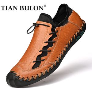 Sapatos de couro genuíno Brand Inglaterra Trend Sapatos casuais homens tênis italiano lazer respirável calçado masculino Chaussure Homme