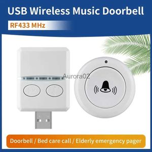 Dörrklockor trådlös dörrklocka för hemma utomhus USB Door Bell DC 5V RF433 MHz Parning Remote Control 30 Ringtongs Volym Justera Bed Care Call YQ231111