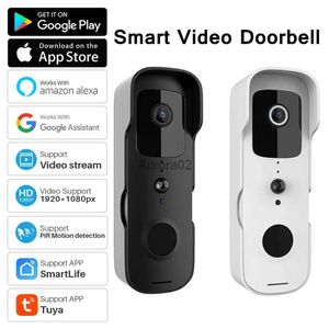 Komórki drzwi Tuya Smart Home 1080p Door Film Bell Camera Outdoor bezprzewodowe drzwi domowe domofonowe kamera dla Alexa Google Smart Life YQ231111