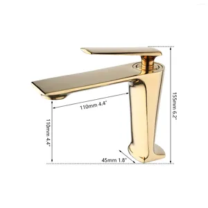 バスルームシンク蛇口Vidric Golden Polished Basin Faucet Brass Rose Gold Deck Mount Vanity Mixer Plumbing Fixture Streamタップ