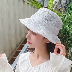 Stingy Brim Hats Sun Korean Seaside Vintage Elegant Spet Bucket Hat Women Summer Beach Sun Hats Fashion Korean Caps Breattable Fisherman Cap 230411