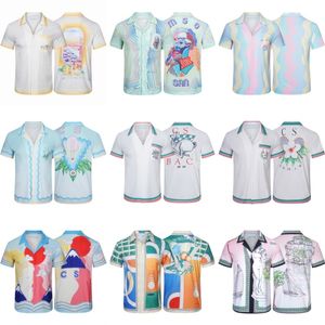 Blusas Casablan Blusas de grife impressas lapela masculina blusas casuais blusas de seda soltas femininas manga curta camisetas de luxo camisetas de alta qualidade tamanho M-XXXL