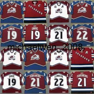 Weng Joe Sakic Peter Forsberg Claude Lemieux Milan Hejduk Scott Parker Patrick Roy Chris Drury Hockey Trikots