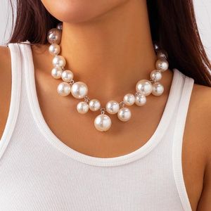 Choker Lacteo överdriven imitation pärlhalsband för kvinnor smycken stora små blandade pärlor charm nackkedja damer fest bröllop