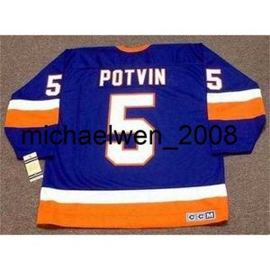 Weng Men Women Youth 2018 Niestandardowy bramkarz Denis Potvin New York 1982 CCM Vintage Hockey Jersey