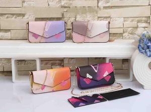 Sunrise Pastel 3 PCS Set Pochette Totes Bolsa Colorida Mulheres Designer Bolsa De Ombro Bolsa On The Go PRIMAVERA NA CIDADE COLEÇÃO Chain Tote