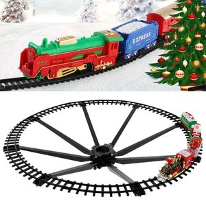 Dekorativa figurer Jultåg Electric Treys Tree Decoration Track Frame Rail Bil med Soundlight Rail Gifts