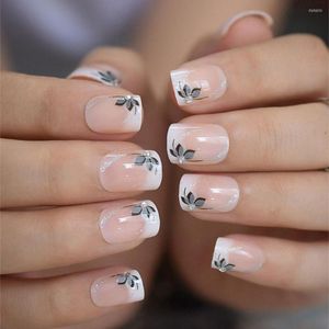 Ложные гвозди 24pcs incept neam diy маникюр фальшивый Nials longballerina французский цветок