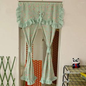 Curtain Home Decorative Princess Style Green Lace Edge Semi-shade Printed Door