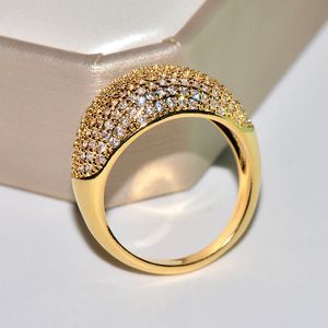 Mit Seitensteinen Echte 18 Karat Goldringe für Frauen Luxus Voller Diamant Feiner Schmuck Hochzeitstag Party für Freundin Frau Geschenk Bijoux Femme 230410