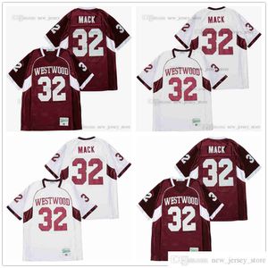 DIYデザインレトロムービーKhalil Mack＃32 High School Jersey Red White Custitched College Football Jerseys