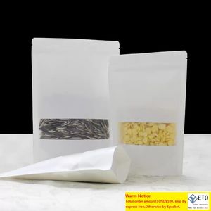 white kraft paper zip lock packaging bag resealable zipper package food storage coffee packing pouches 100pcs frosted transluent window