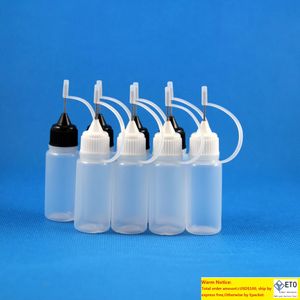 100 setslot 10ml plastik damlalık şişeleri metal iğne kapakları kauçuk güvenli uçlar ldpe sıvı e buhar vape meyve suyu yağı 10 ml