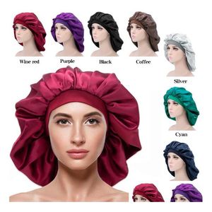 Hızlı Kadınlar Ekstra Geniş Kıtsıklı Slee Kapaklar Yüksek Elastik Şapkalar Kemoterapi Polyester Dome Nightcap Perm Şapk Bırak Teslimat Dhwre