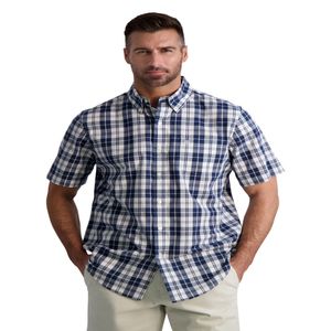 Män kort ärm stretch vävd skjorta