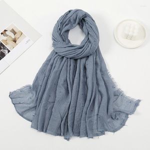 Lenços 2023 Marca de design feminino Lenço de algodão Viscose Plain Rasie Dot Fringe Shawls quente de tamanho grande Hijabs Lady Pashmina Foulards 190 90cm