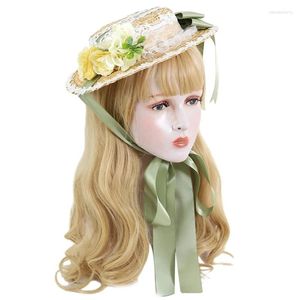 Baskarflickor Bonnet Hat Straw French Summer Sunscreen Handmade Tea Party Outdoor Activity for Ladies