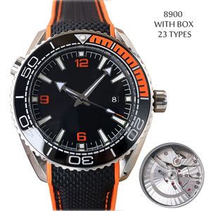 43,5 mm zegarek Męski zegarek Męski Orange Black Bezel Cal.8900 Ruch VSF Axial Men nurka 600m Wodoodporny gumowy pasek wodoodporne sportowe zegarki na rękę