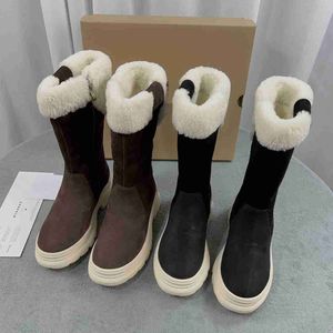 مصمم الشتاء Long Boots Series Fashion Prosesatile Flip Wool Snow Boots مع جلود براءة اختراع مقاومة للصقيع من أجل الدفء والراحة 35-41
